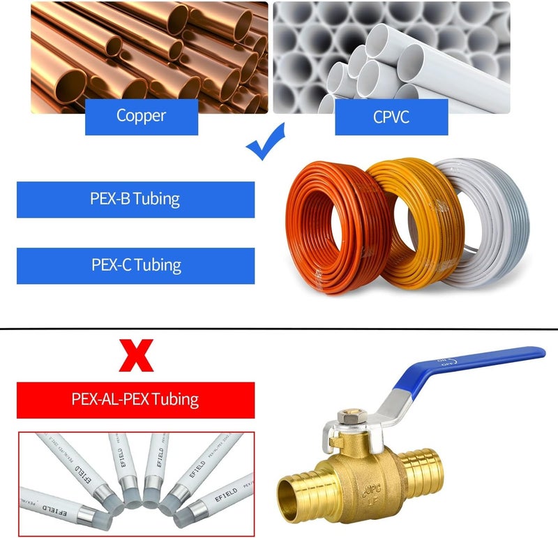 PXZBLG 1" PEX Ball Valves, PEX Brass Full Port Shut Off Valve, Full Port Water Stop Shut Off, Water Shut Off Valve - Image 5